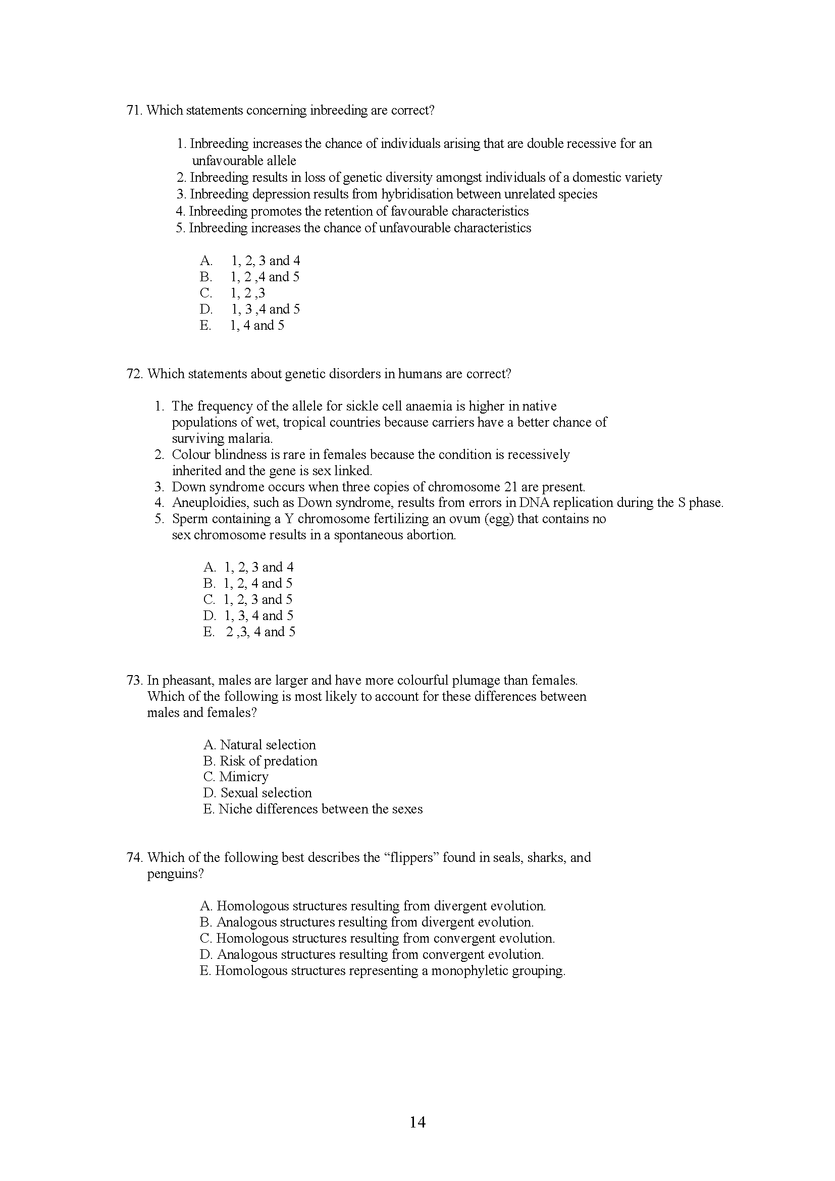 BBO英国皇家生物学会生物奥赛2015真题