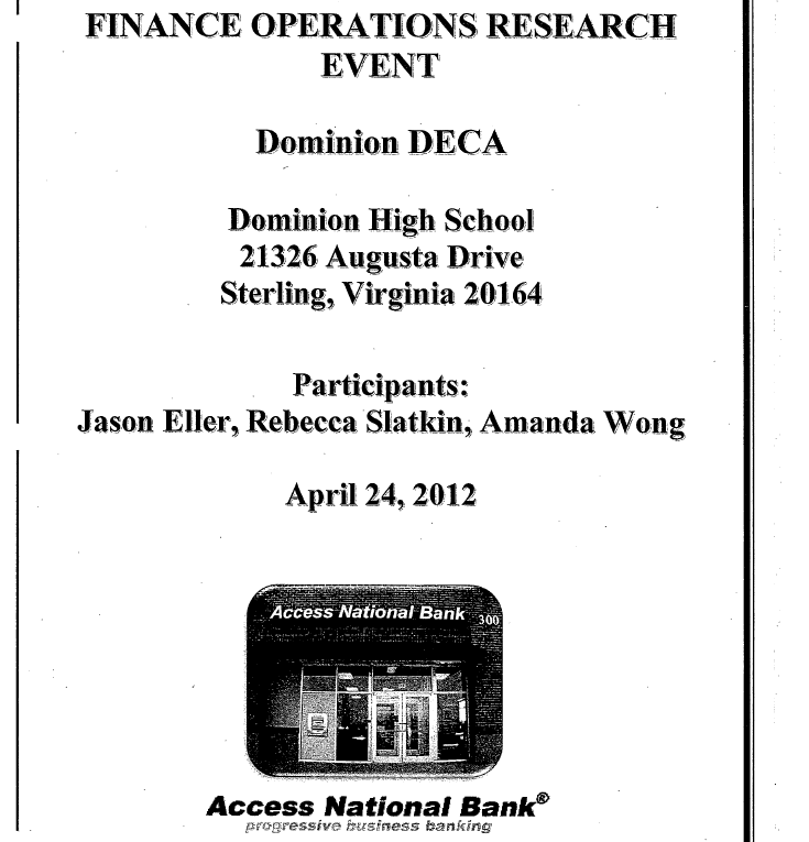DECA ICDC FINANCE OPERATIONS RESEARCH EVENT论文下载