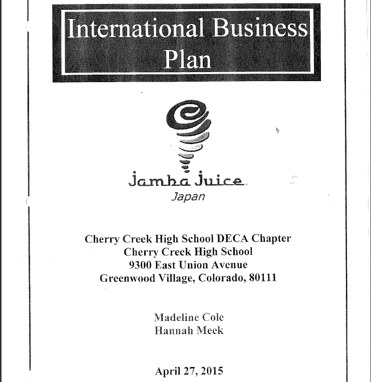 DECA ICDC INTERNATIONAL BUSINESS PLAN论文下载