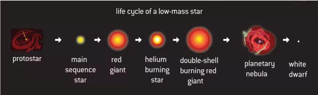 小质量恒星(low-massstar)在壮年之后,会变为一个红巨星(redgaint)