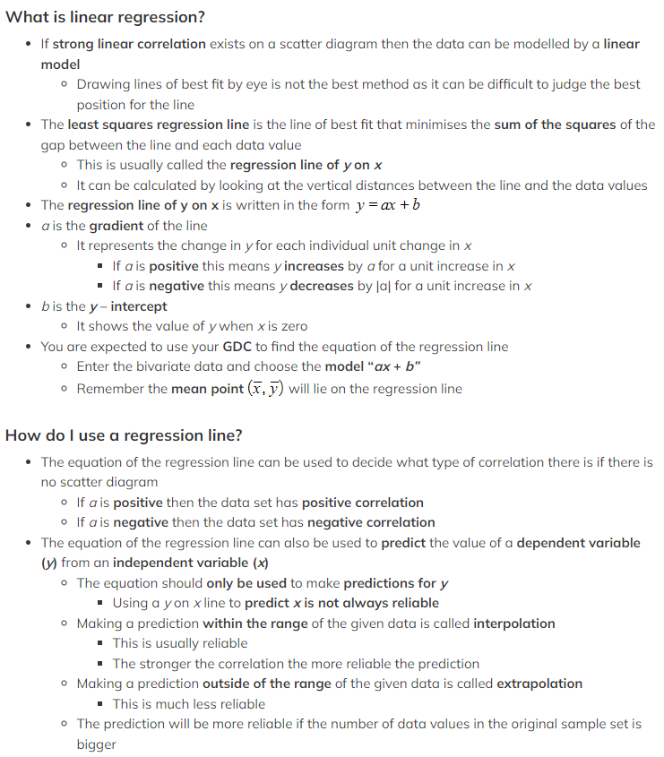 IB DP Maths AI HL复习笔记 Linear Regression 翰林国际教育