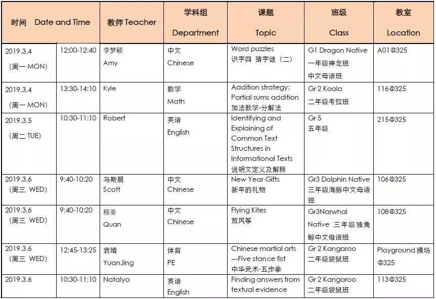 2018-19学年小学公开课 ES Open Class