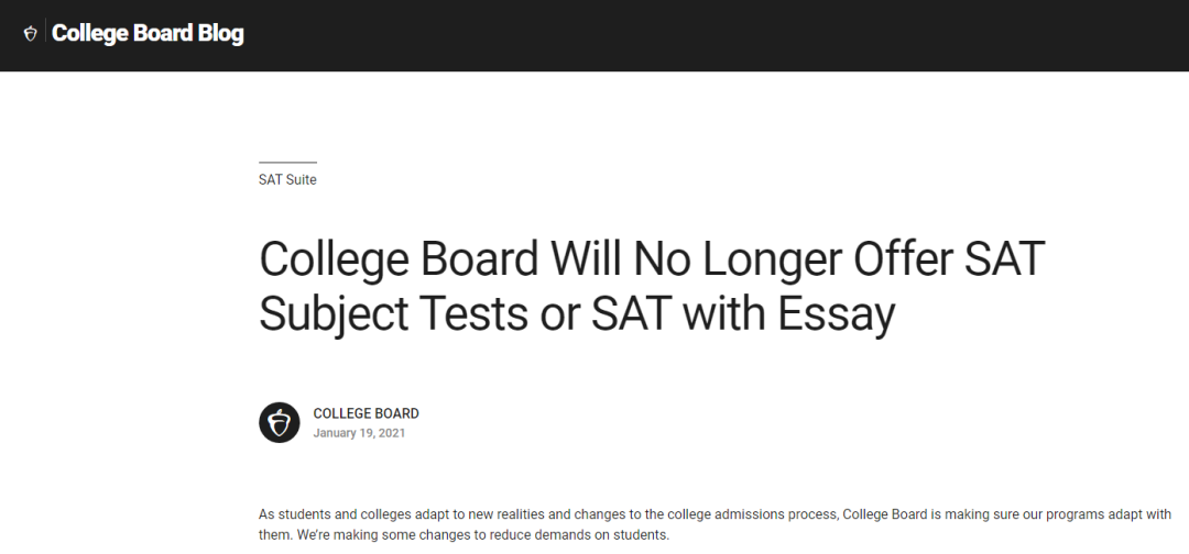 重磅官宣！正式永久告别SAT2考试和SAT写作！