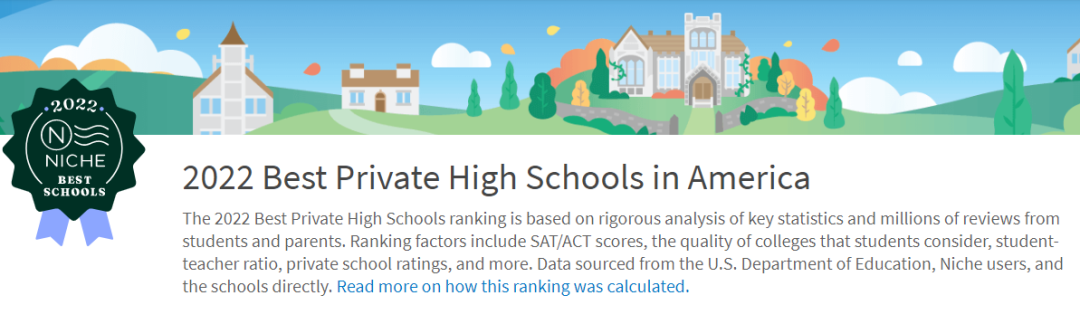 Niche公布2022全美最佳私立高中排名，这所传统名校又是第一！