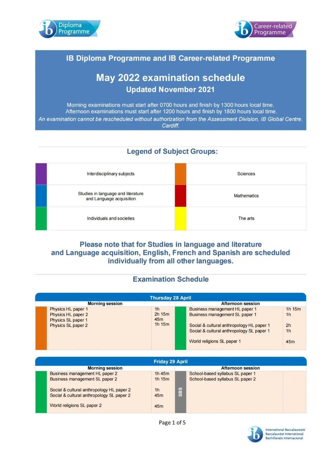 IB考生注意：2022年5月IB大考时间、考纲、考试内容有重大变化！