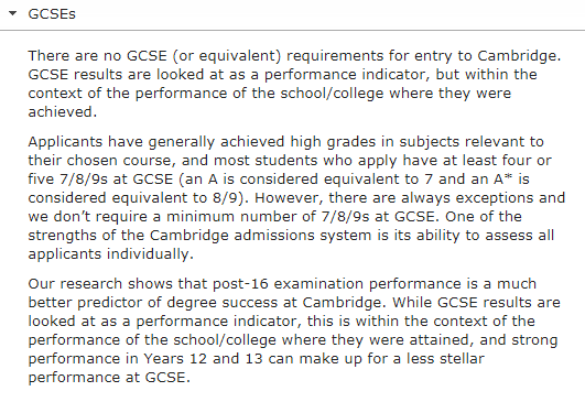 申请剑桥，IGCSE至少要达到什么成绩？