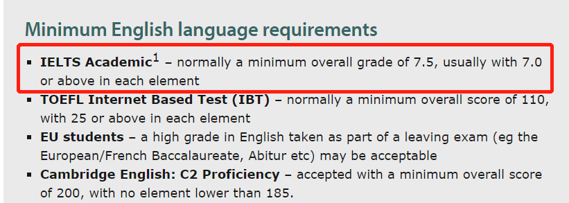 英国G5本科对雅思的要求！