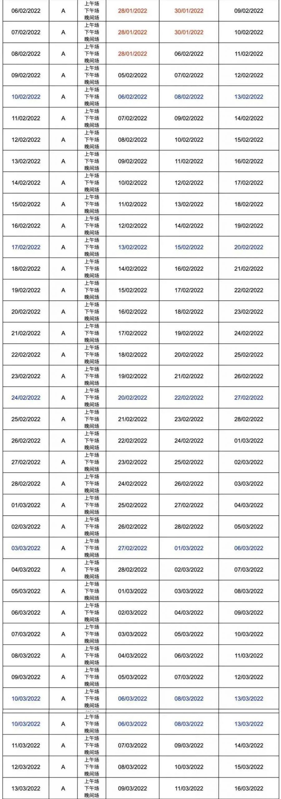 2022年全年雅思考试时间表一览！