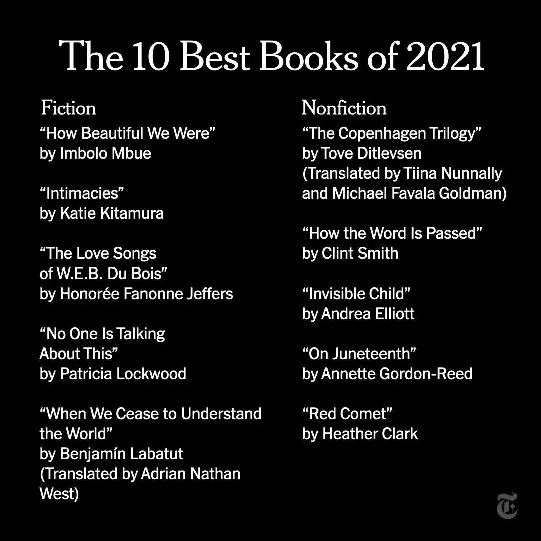 新年书单 |《纽约时报》2021年度十大好书出炉，赶快收藏阅读！