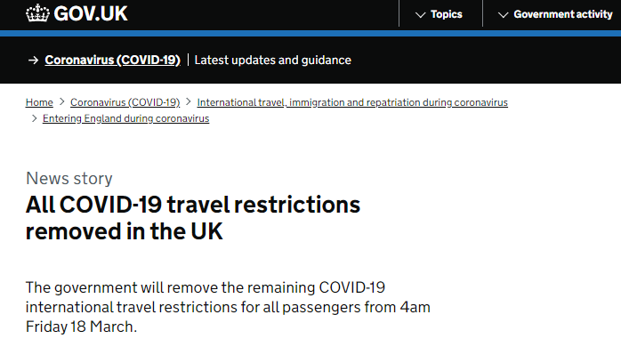 【官宣】英国出入境限制全部取消！