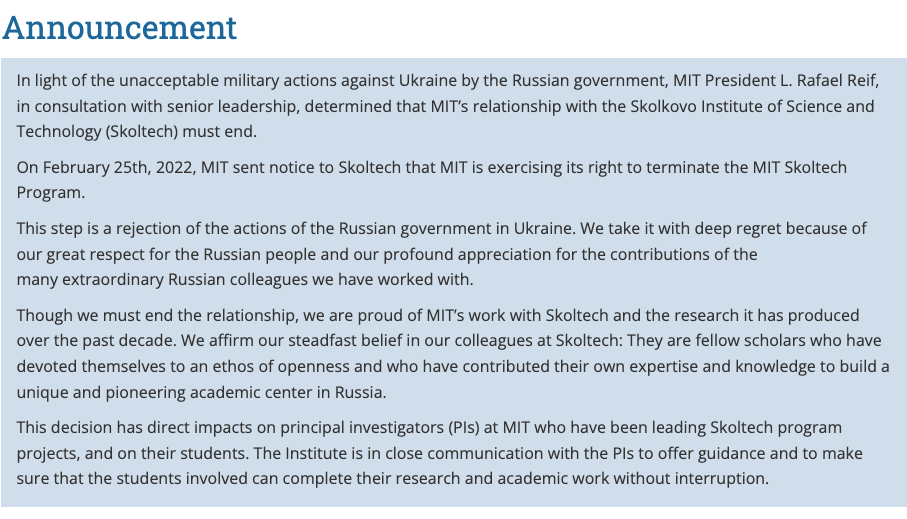 学术无国界？MIT中止与俄研究所合作，多所藤校举行反战游行！