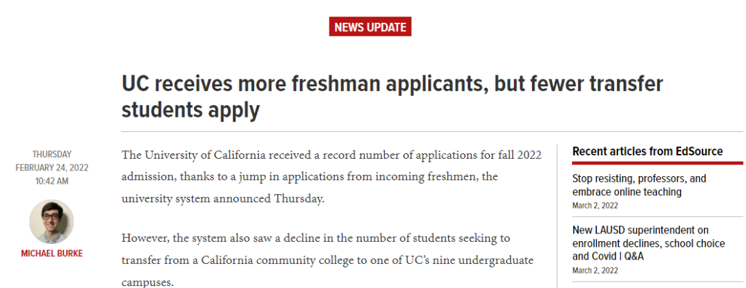 UC申请人数破21万再创史高！转学最佳时机已到？