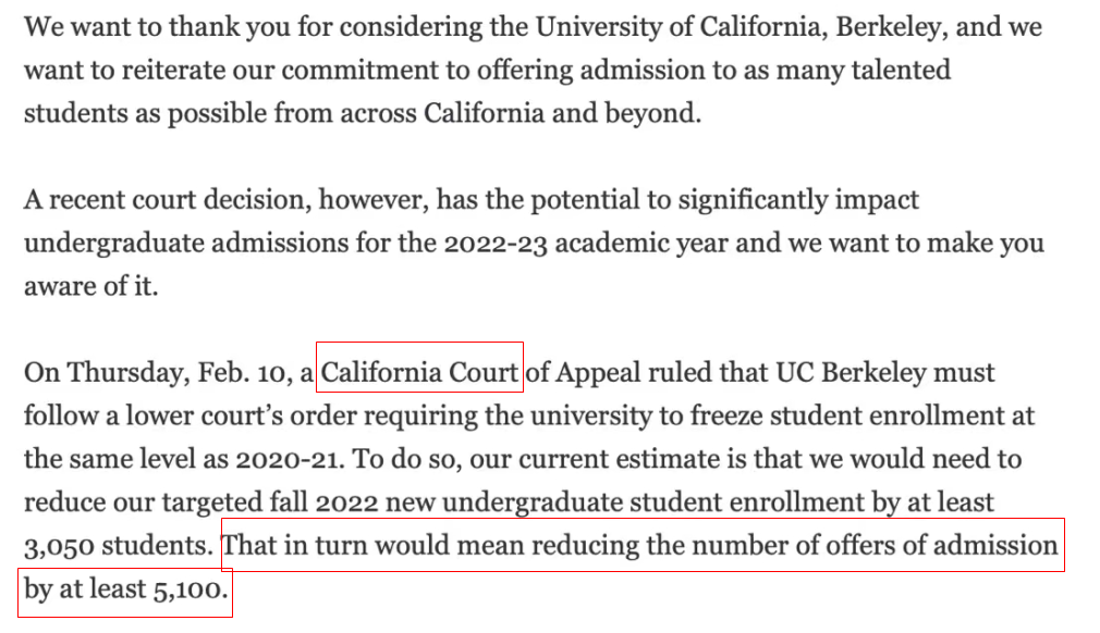 至少减少5100个offer，伯克利大学被限制招生，中国申请者或将大受影响