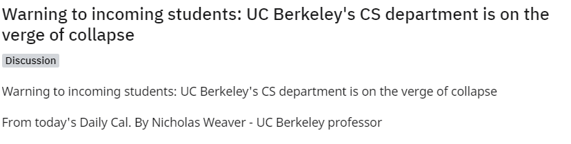 加州大学伯克利CS专业面临崩溃?!大一新生想选CS课还有戏吗?
