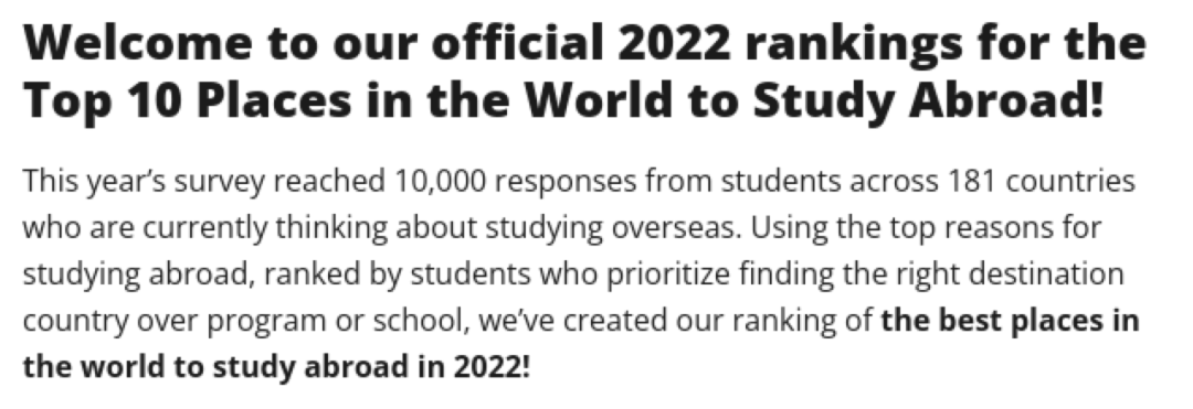 2022全球十大最佳留学国家排名出炉！英美不在榜首?