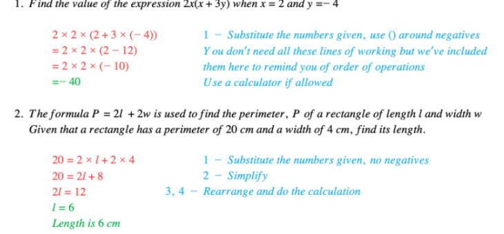 Edexcel IGCSE Maths 复习笔记 2.9.1 Substitution