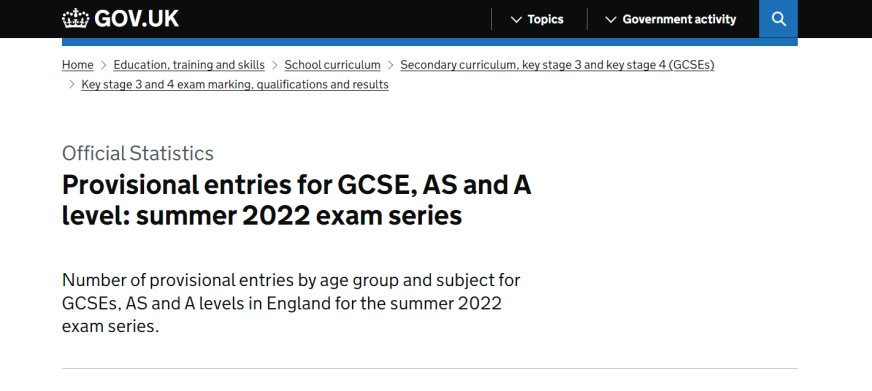 2022年夏季官方大考数据公布：GCSE考生量超530万人次！