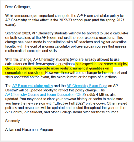 导师解读！2022Fall AP Chemistry更新计算器使用规则！