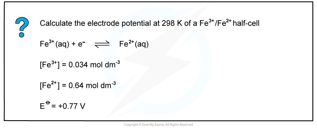 5.4-Electrochemistry-Calculations-Worked-example-Calculating-the-electrode-potential-of-a-Fe3_Fe2-half-cell