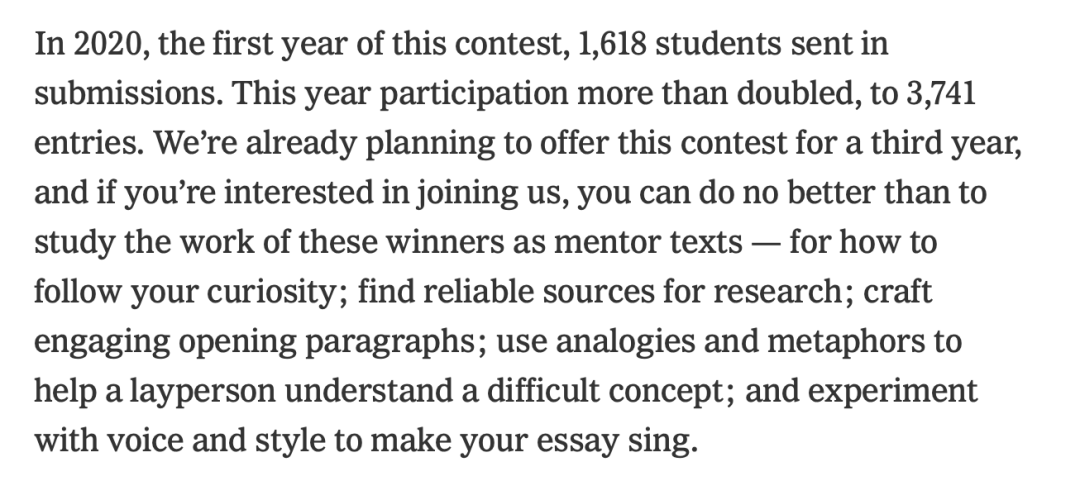 一年一度《纽约时报》STEM写作竞赛！