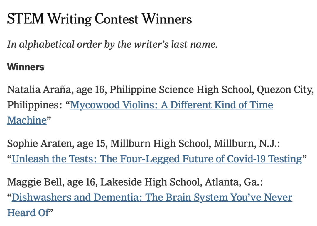一年一度《纽约时报》STEM写作竞赛！