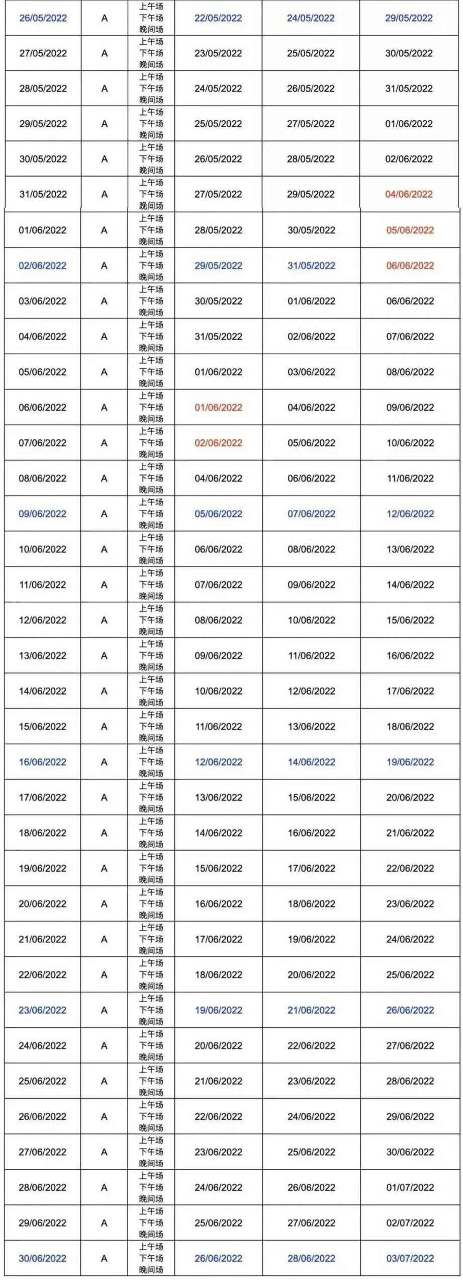 2022年全年雅思考试时间表一览！