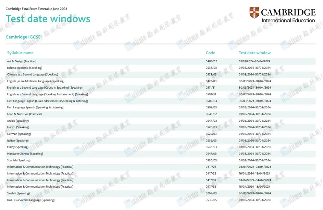 重磅！CAIE考试局最新考纲发布！内附2024夏季大考时间表！