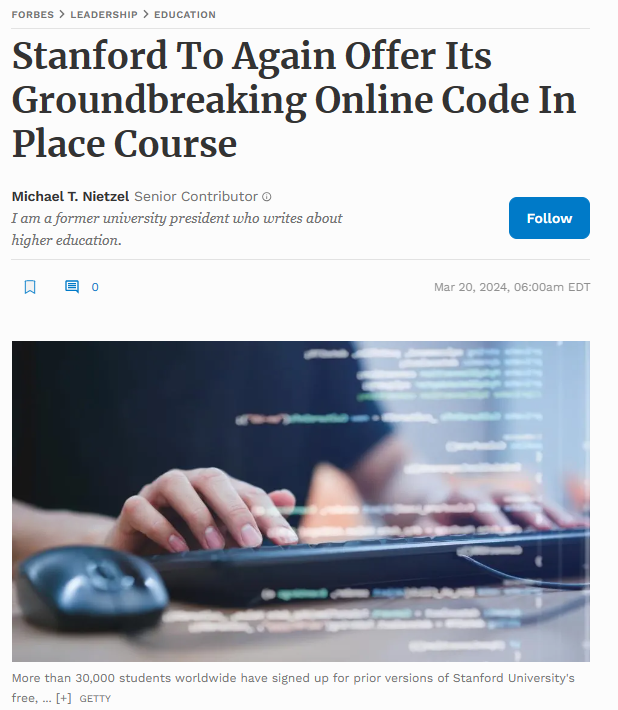 计算机小白进！斯坦福大学推出免费线上编程入门课！快来报名！