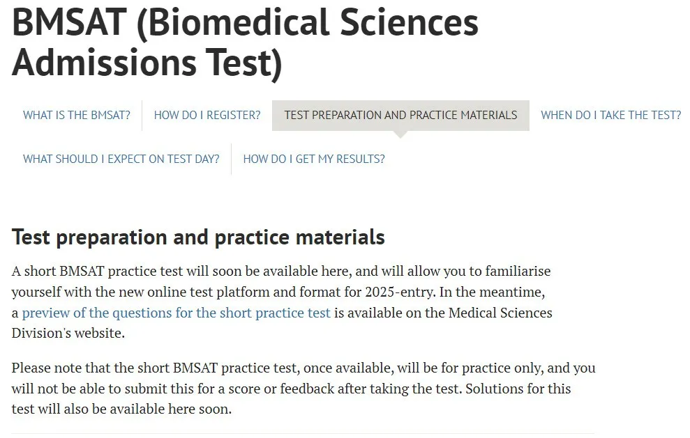 BMSAT生物医学科学入学考试内容及时间安排（内附样题）