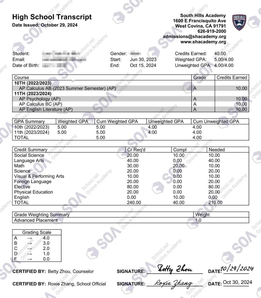 重磅升级！翰林学员有机会获得加州知名美高成绩单！