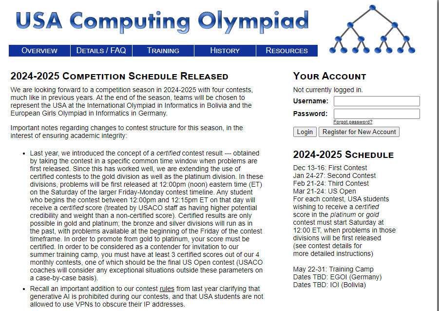 2024-25年USACO计算机竞赛报名时间公布！附USACO报名流程！