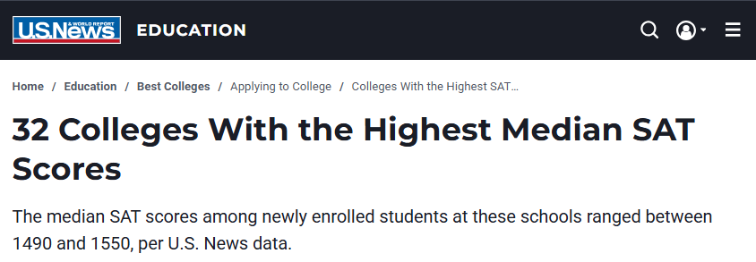 U.S.News揭晓最新SAT录取均分！麻省理工达到1550分！