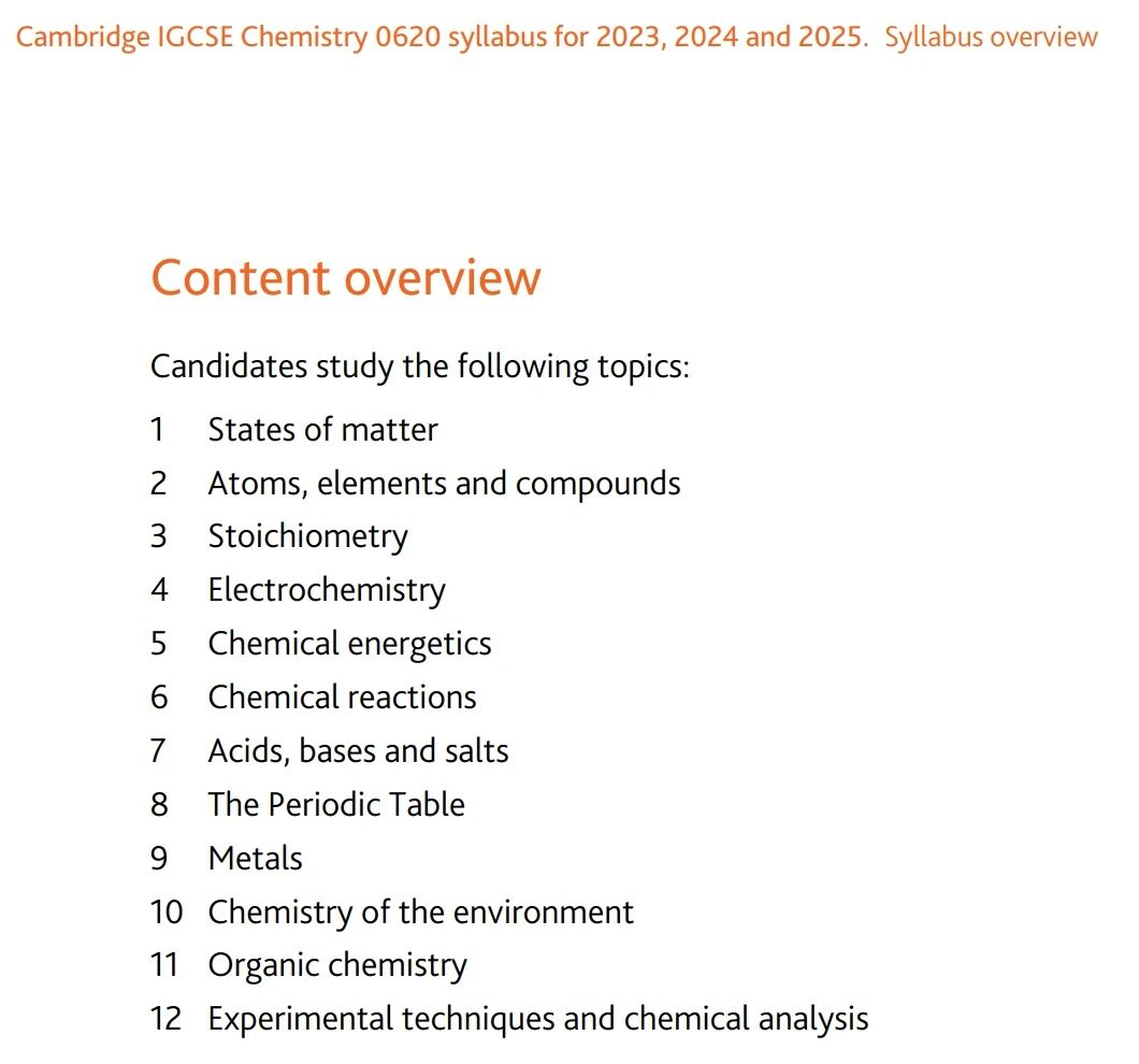 IGCSE化学新考纲变化：主题缩减12个！考纲更改后目标A*如何备考？