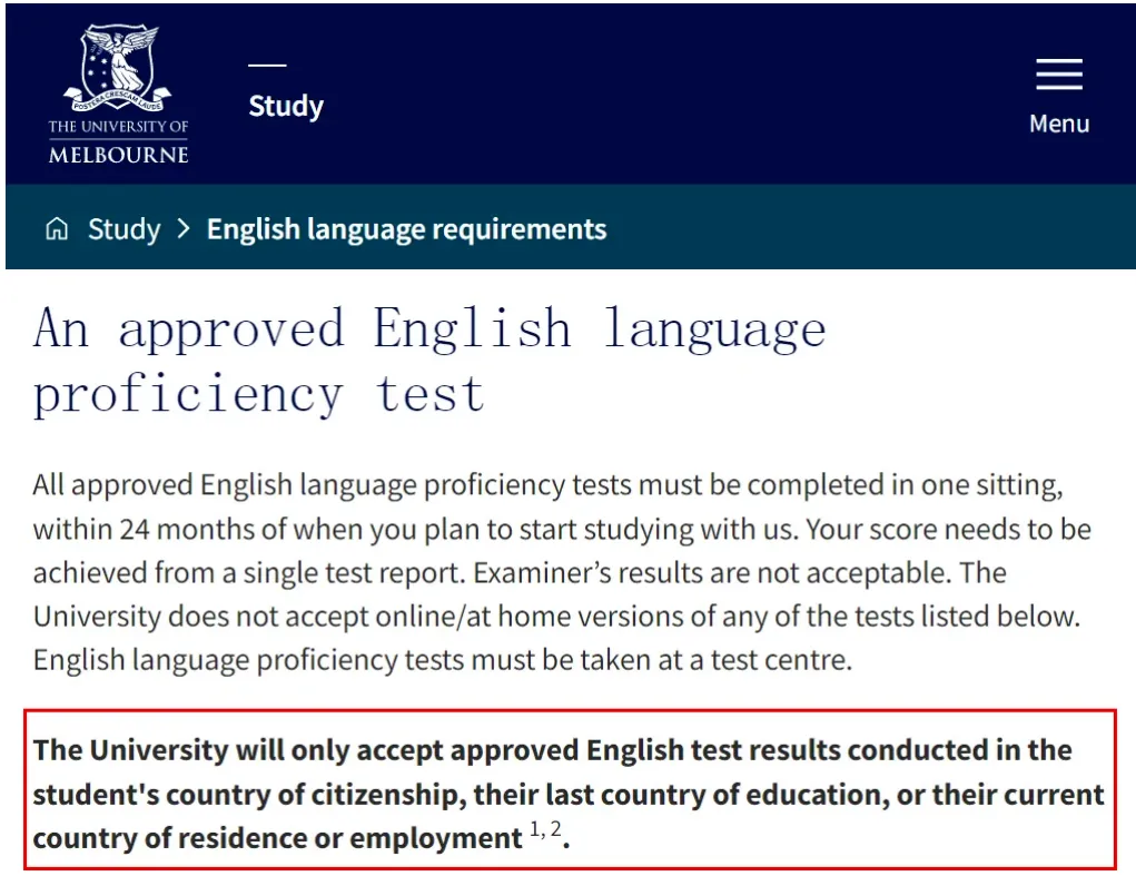 重要调整！墨尔本大学不接受雅思出境考成绩！