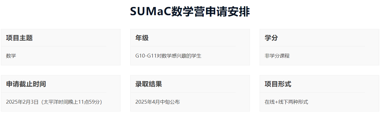 申请SUMaC夏校需要什么材料？申请时间和流程是什么？