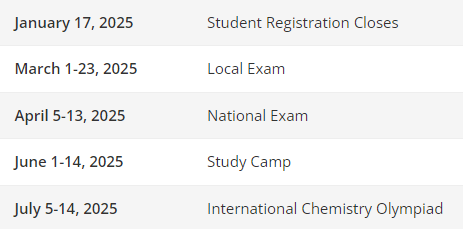 2025年USNCO化学奥赛时间公布！点击查看！