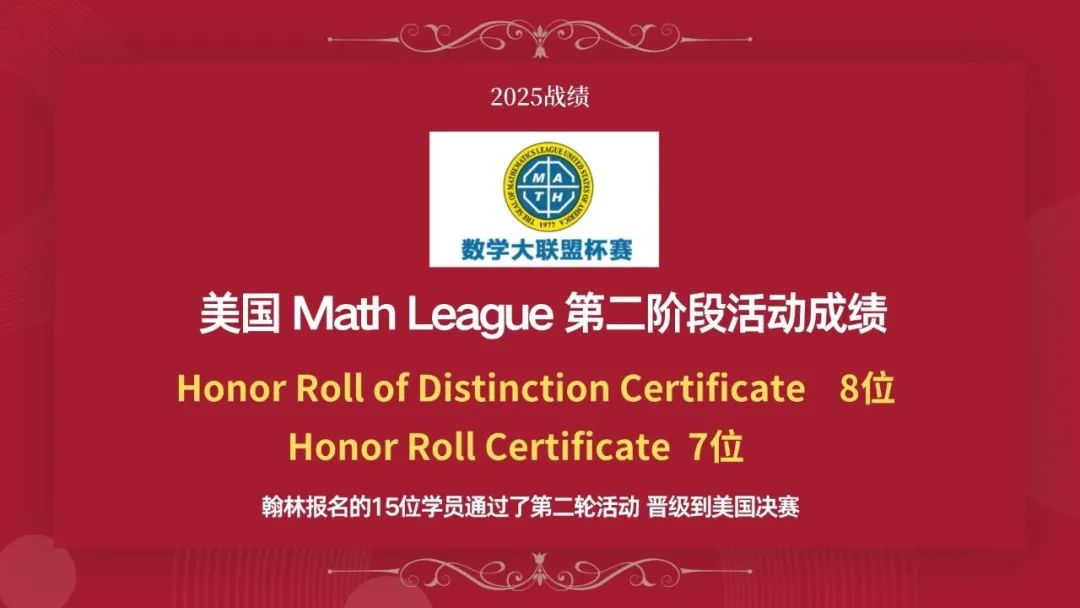 Math League第二阶段成绩公布！恭喜15位翰林学员晋级决赛！