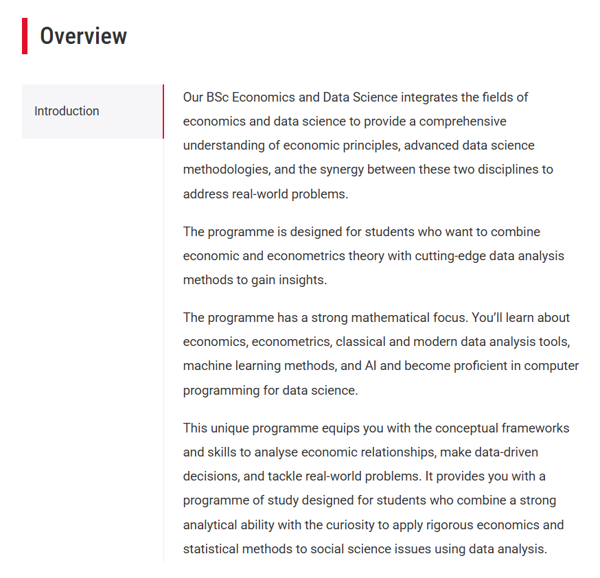 LSE 2026Fall新专业「经济与数据科学」！跨学科融合+高薪就业！