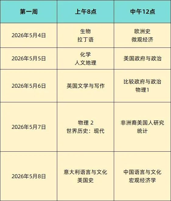 最新！2026年AP大考日程重磅发布！7月起报名启动！