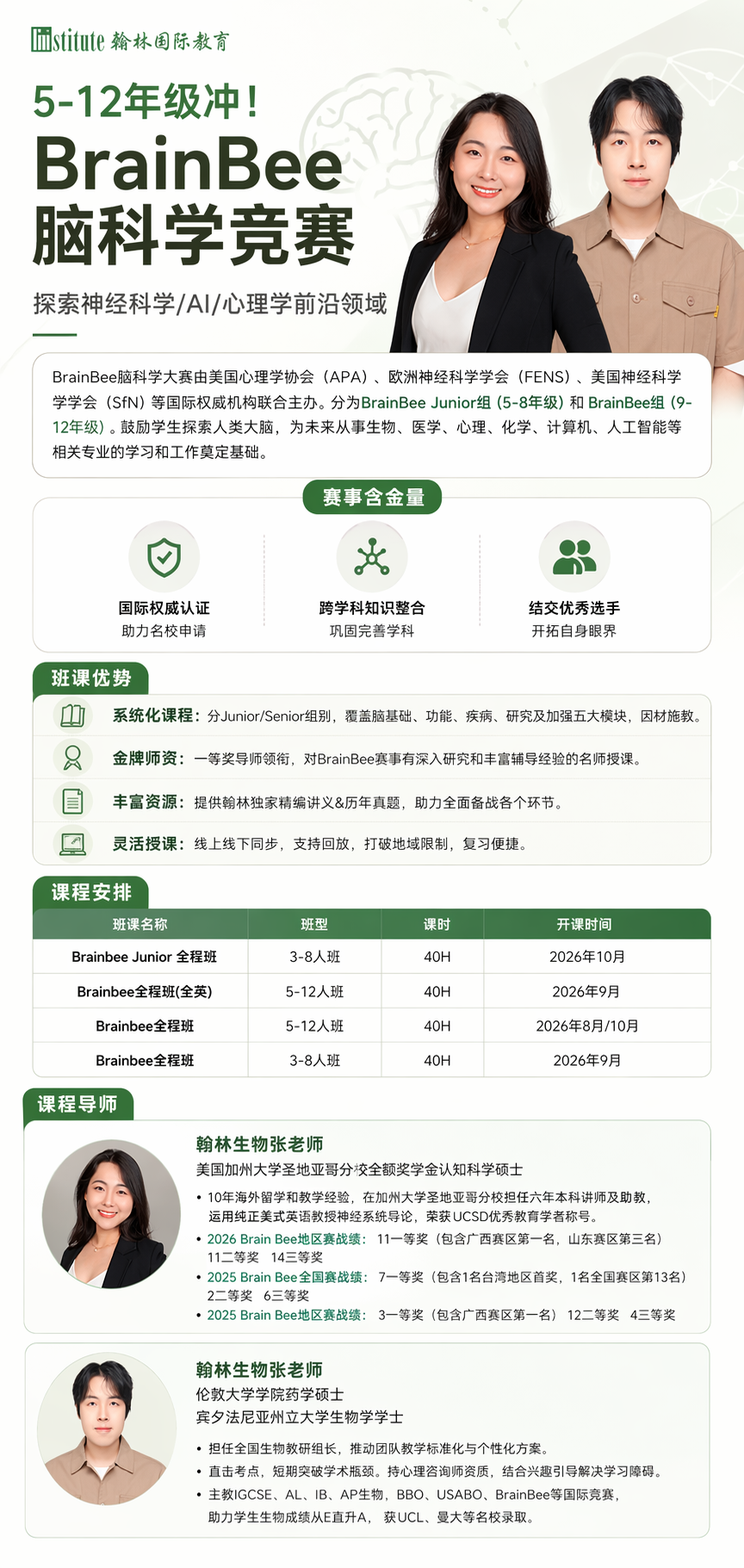 全國第2/8/11/13名！翰林學員斬獲BrainBee腦科學國賽多項高名次！