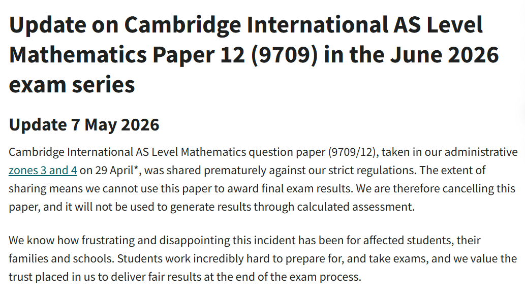 A-Level CIE就大规模泄题发布最严处罚！哪些考生必须重考？你的成绩怎么办？