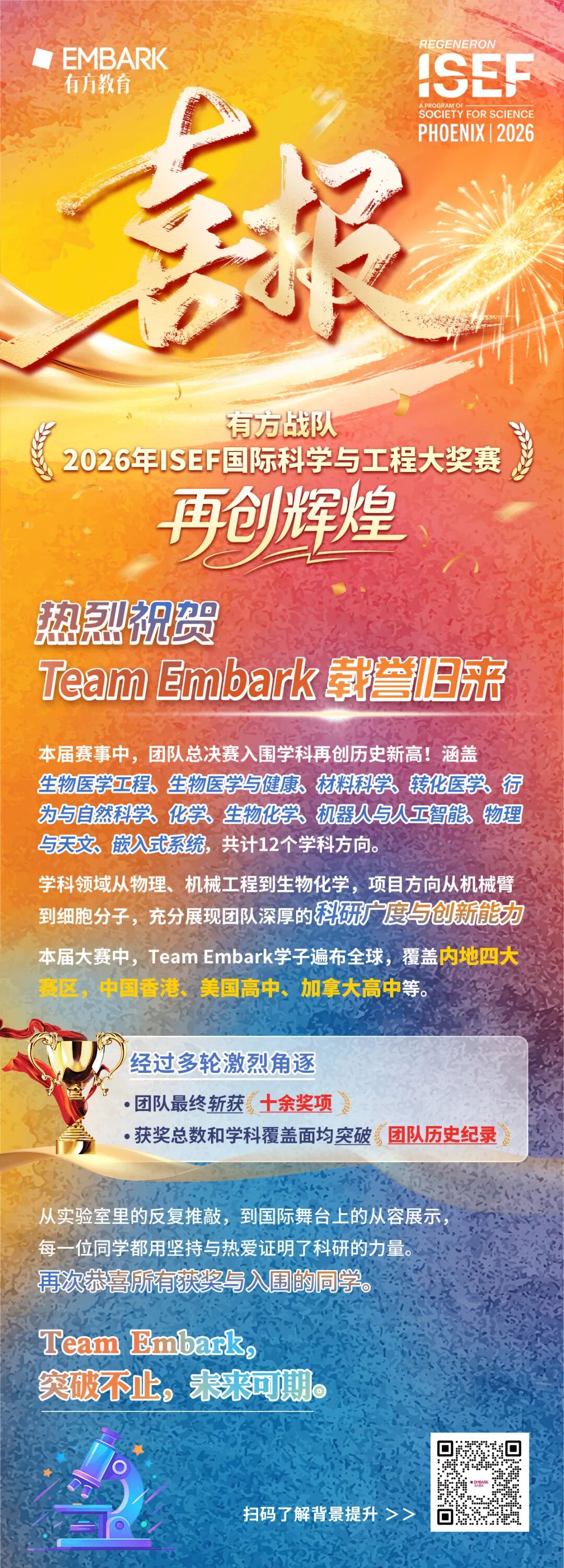 ISEF總決賽喜報！熱烈祝賀Team Embark載譽歸來，斬獲十余獎項，獲獎總數和學科覆蓋面突破歷史紀錄，未來可期！
