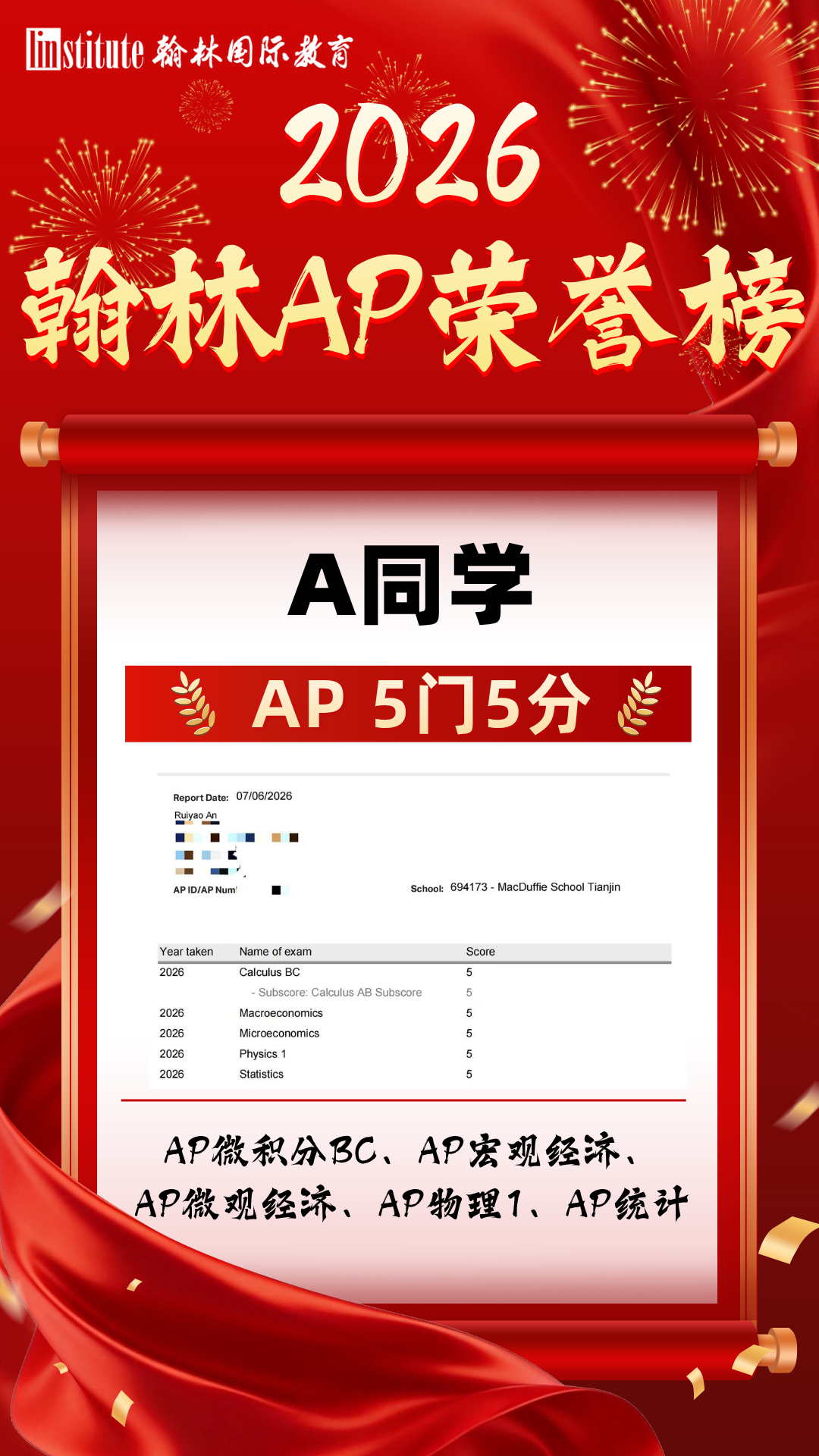 翰林2026AP战绩再攀新高!583个5分!212 位学员拿到5分!!实力口碑双丰收! 翰林2026AP战绩再攀新高!583个5分!212 位学员拿到5分!!实力口碑双丰收!