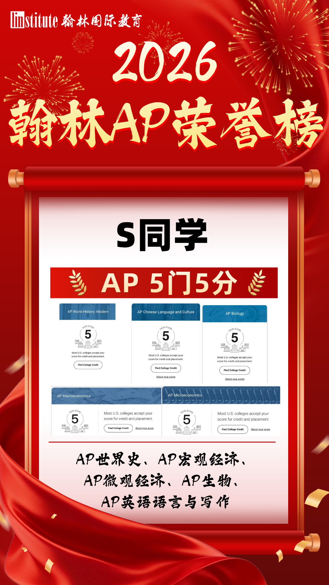 翰林2026AP战绩再攀新高!583个5分!212 位学员拿到5分!!实力口碑双丰收! 翰林2026AP战绩再攀新高!583个5分!212 位学员拿到5分!!实力口碑双丰收!