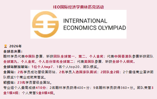 2026賽季IEO經(jīng)濟奧賽收官！全球賽真題、備考資料包一鍵獲取！